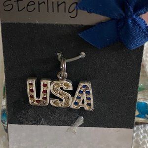 .925 Red, white, blue USA charm, new, without tags